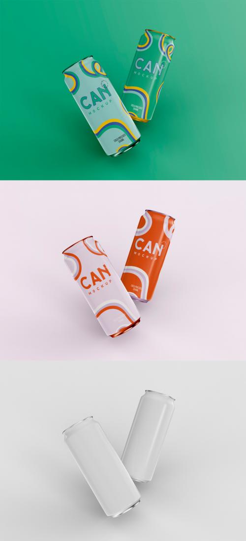 3D Two Slim Soda Cans Mockup - 473405570
