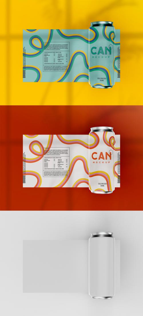 3D Top View of Soda Can Label Mockup - 473405575