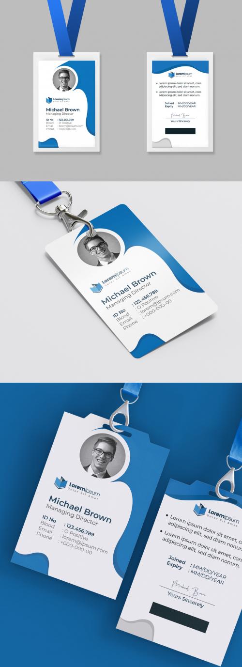 Blue ID Card Template Premium Vector Accents - 473612741