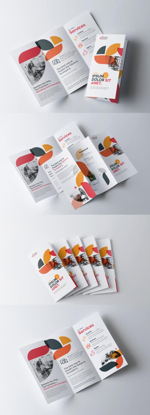 Multicolored Trifold Brochure Layout Premium Vector Accents - 473612753
