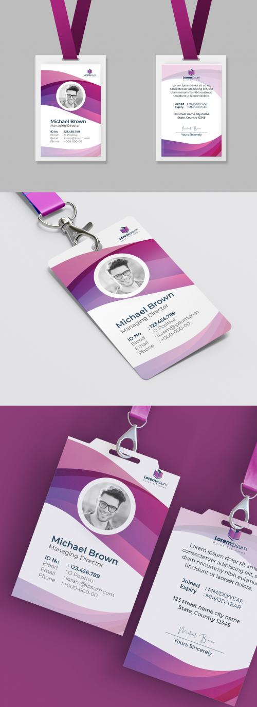 ID Card Template with Pink Vector Accents - 473612754