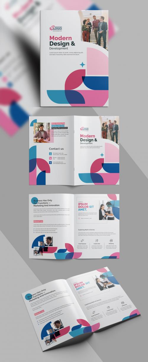 Multicolored Bi Fold Brochure Template with Premium Vector Accents - 473612758