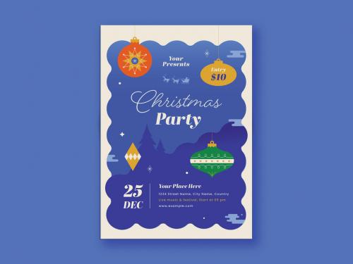Blue Christmas Party Flyer - 473613564
