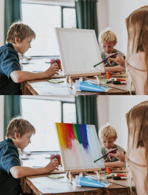 Kids Painting on Frame Mockup - 473615969
