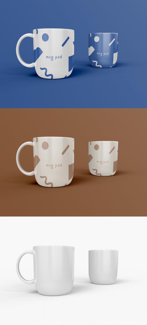 3D Front View of Coffee Mugs - 473629709