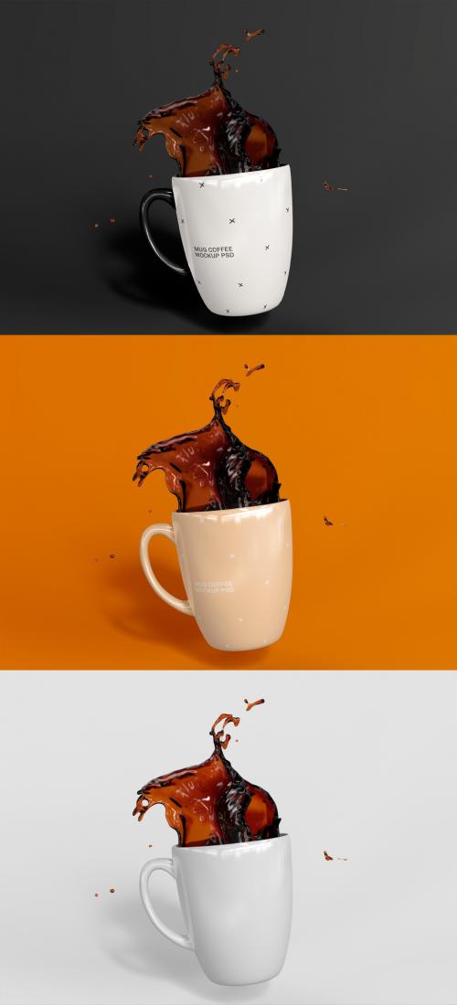 3D Coffee Mug Mockup with Splash - 473629724