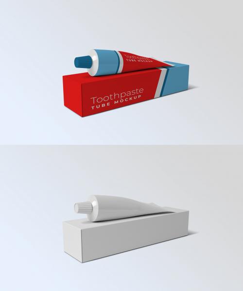 Toothpaste Tube on Top of Box Mockup - 473645831