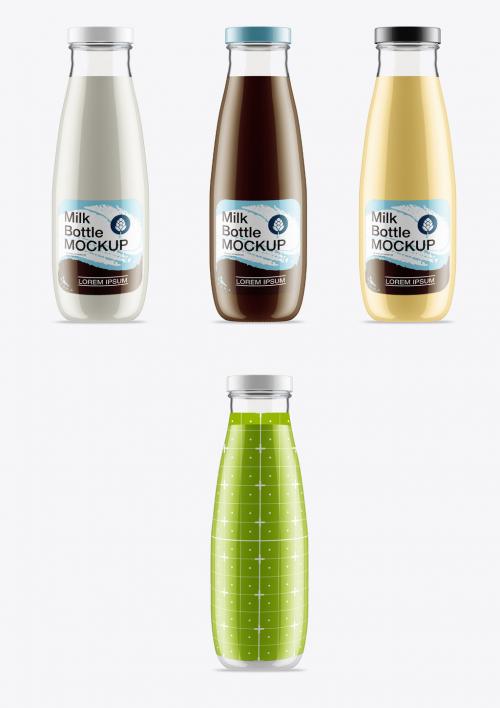 Colored Glass Milk Bottle Mockup - 473841291