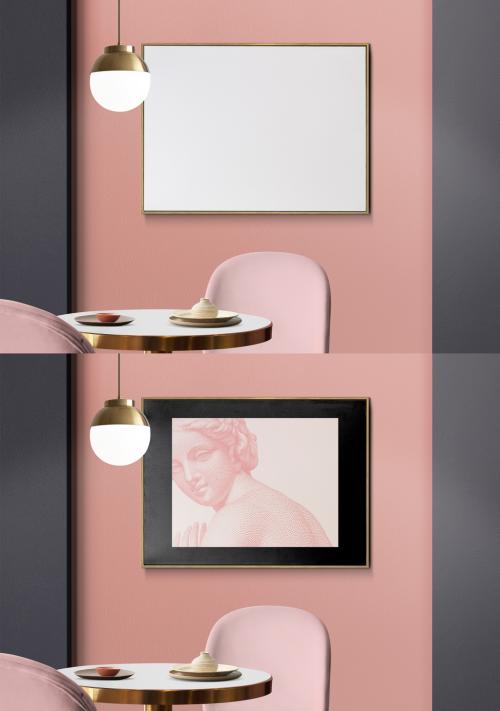 Frame Mockup Hanging in Dining Room - 473848421