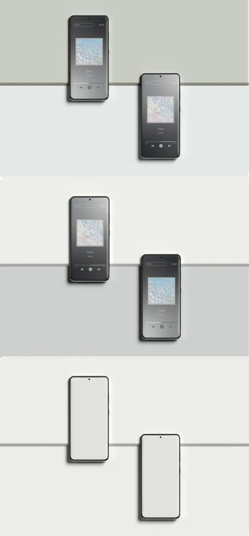 Top View of Two Smartphones Mockup - 473849022