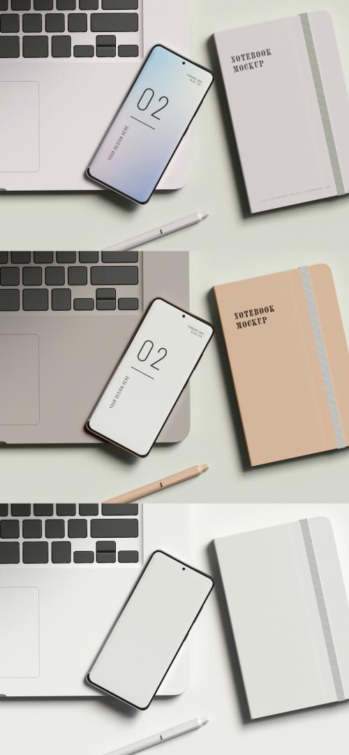 Smartphone with Notebook Mockup - 473849032
