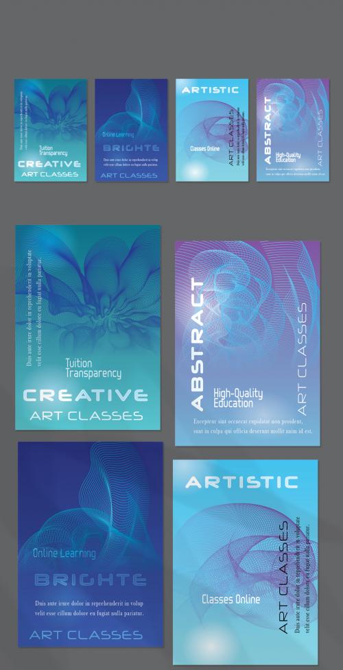Flyer Layouts with Curvy Lines on Bright Gradient Glow - 473860373