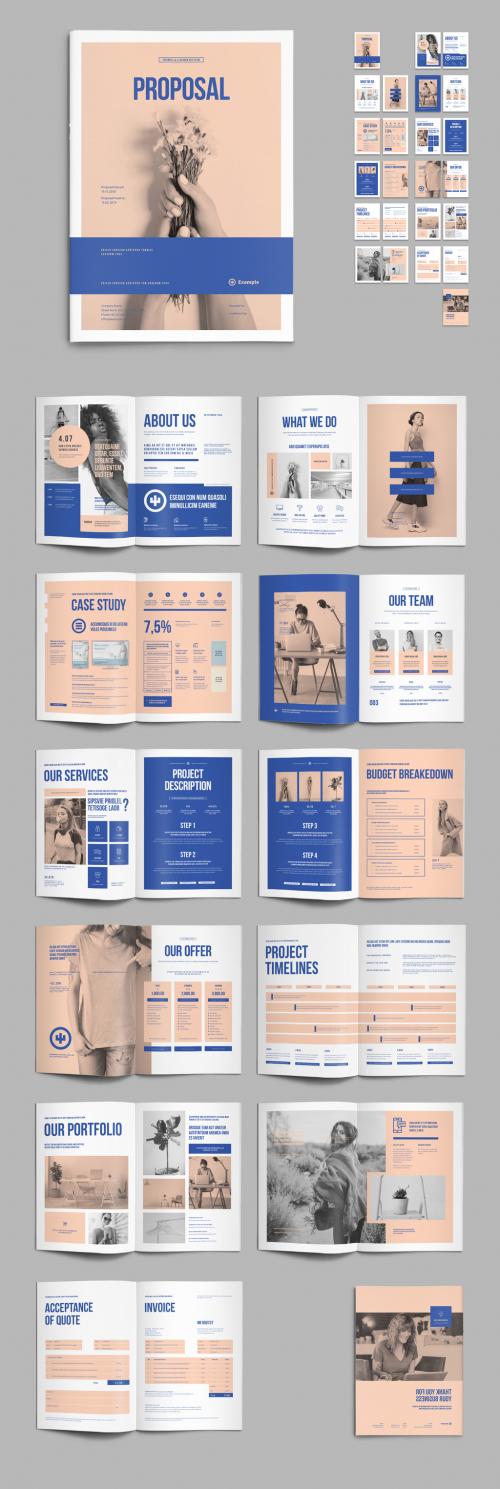 Business Proposal Brochure Template in Pale Peach and Blue Colors - 473884592