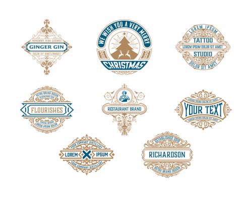 Set of 8 Vintage Logos and Badges - 474092458