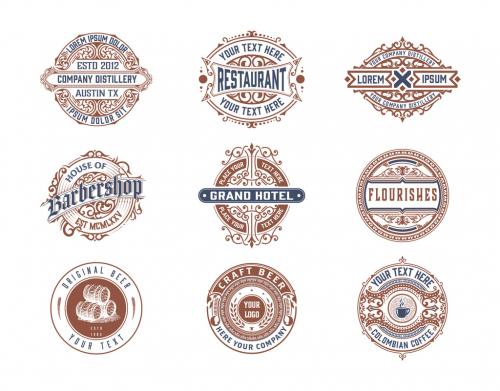 Set of 9 Vintage Logos and Badges - 474092462