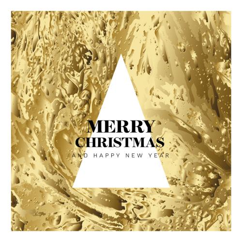 Modern Golden Premium Christmas Card with Triangle Christmas Tree - 474105847