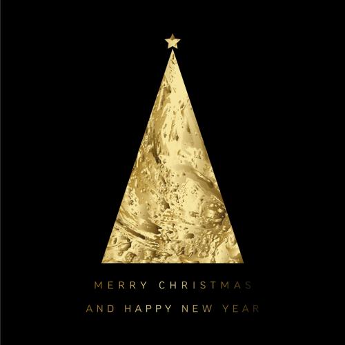 Modern Trendy Christmas Card with Golden Triangle Christmas Tree - 474105849