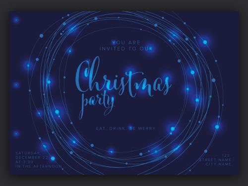 Christmas Party Invitation Layout with Light Chains - 474105862