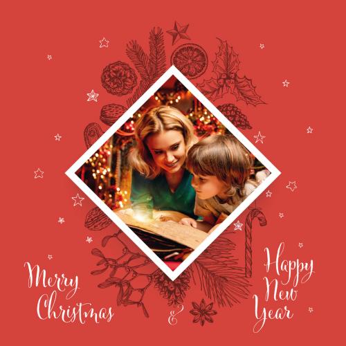 Christmas Red Family Photo Card Layout - 474105871