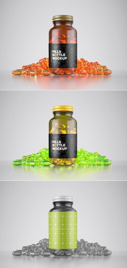 Amber Pills Bottle Mockup - 474281183