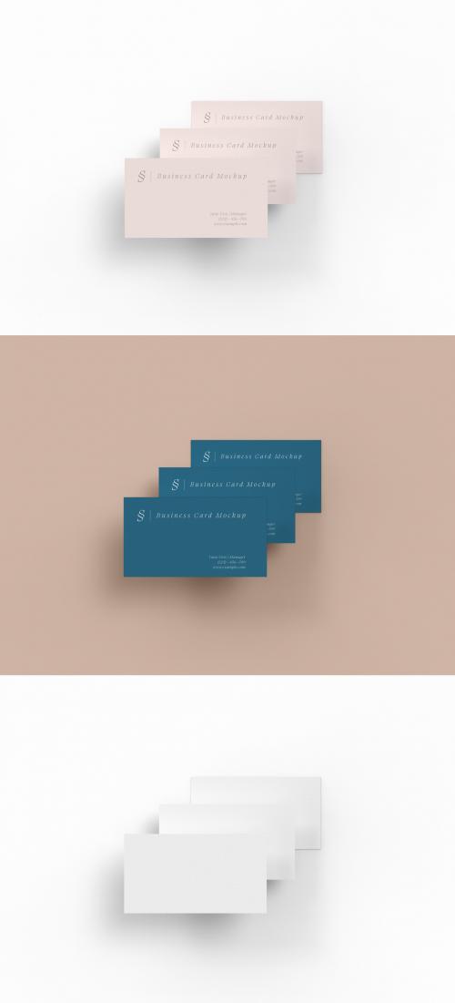 Set of Three Business Cards Mockup - 474281521