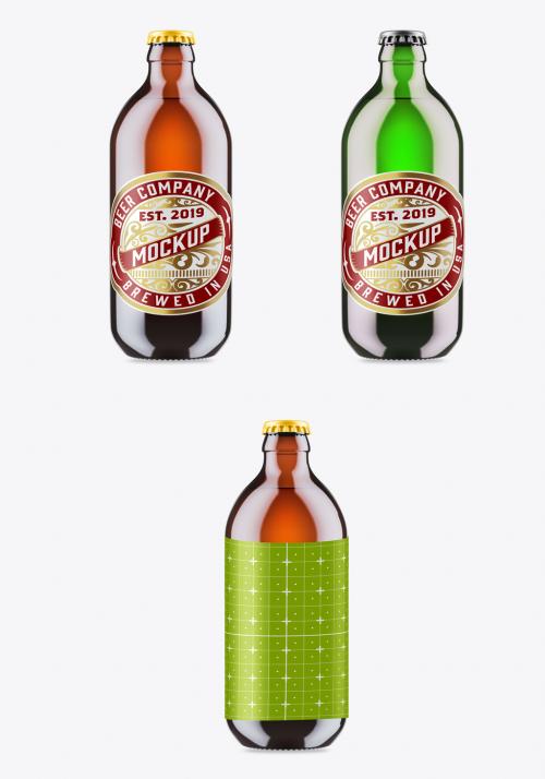 Colorful Glass Beer Bottle Mockup - 474777628