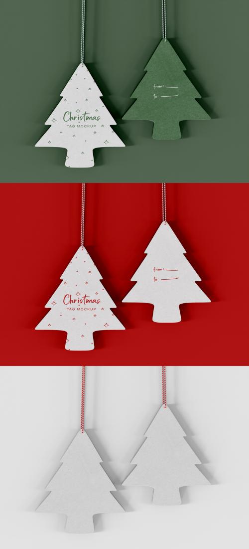 Tree Christmas Gift Tags Mockup - 474779195