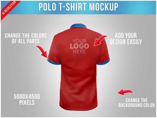 Polo T-Shirt Mockup - Back View - 474779352