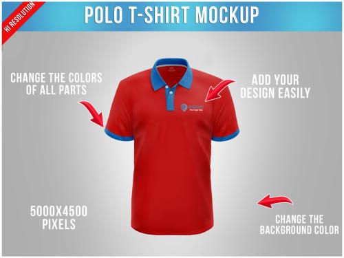 Polo T-Shirt Mockup - Front View - 474779362