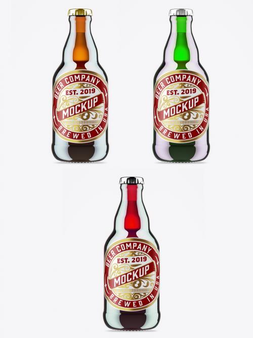 Colorful Glass Beer Bottle Mockup - 474803634