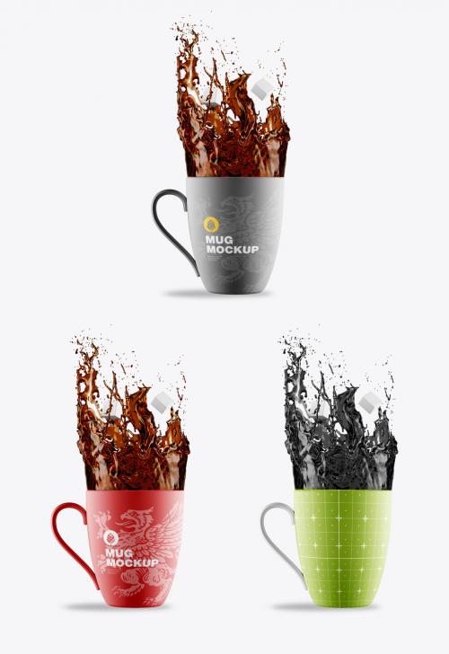 Colorful Mug with Splash Mockup - 474803636