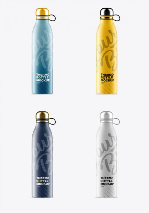 Metallic Thermo Bottle with Kraft Tube Mockup - 474803638