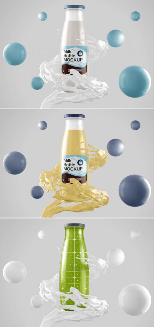 Colored Glass Milk Bottle Mockup - 474803639