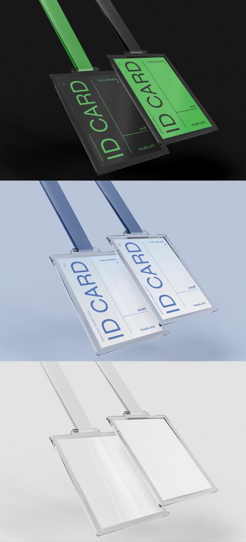 Two Hanging ID Cards Mockup - 474978465