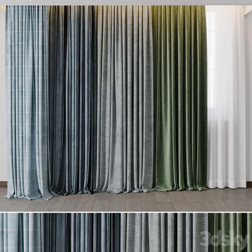 Hadi Curtains 40 - collection of green and blue curtains with patterns