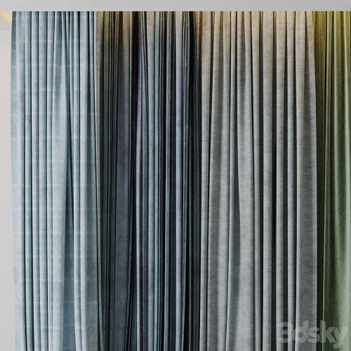 Hadi Curtains 40 - collection of green and blue curtains with patterns