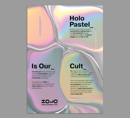 Abstract Business Poster Layout with Holographic Pastel Colored Stains - 475188578