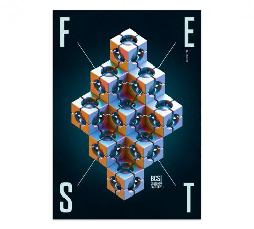 Futuristic 3D Pyramid Poster Layout - 475188581