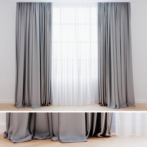 Curtains gray with tulle | Modern curtains