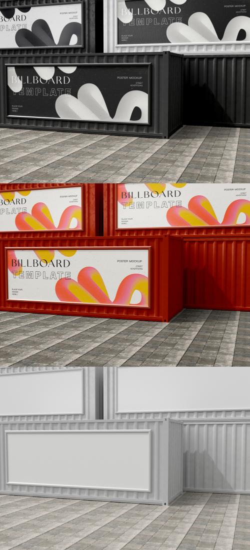 3D Banners Mockup on Shipping Containers - 475617573