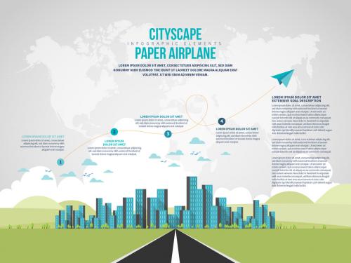 Cityscape Paper Airplane Infographic - 475617702
