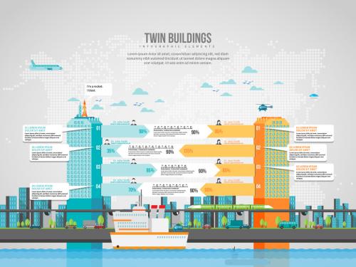 Twin Building Infographic - 475617727