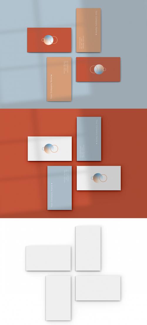 Top View of Four Business Cards Mockup - 476112895