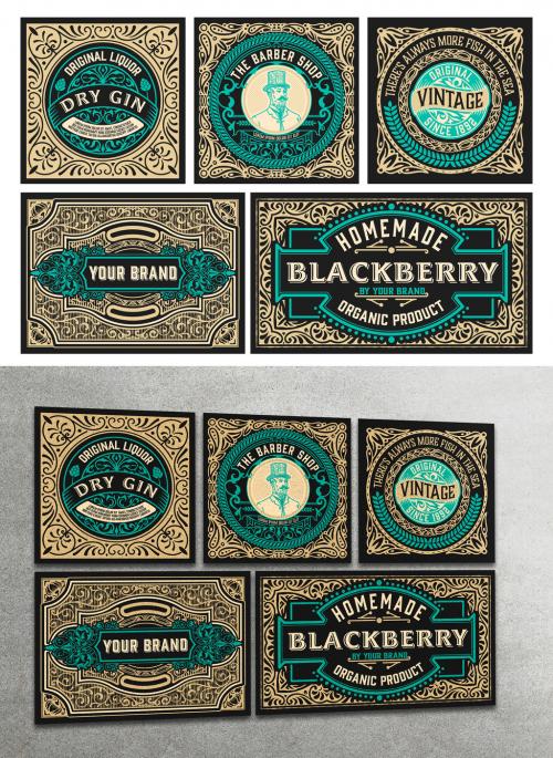Set of 5 Vintage Labels for Packing - 476113060
