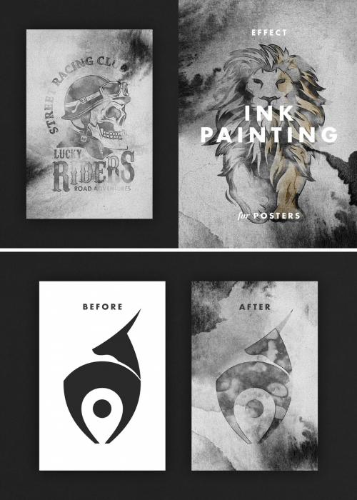 Ink Painting Paoster Effect Mockup - 476113206
