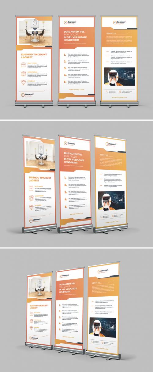 Rollup Banner Layout with Orange Gradient Accents - 476113500
