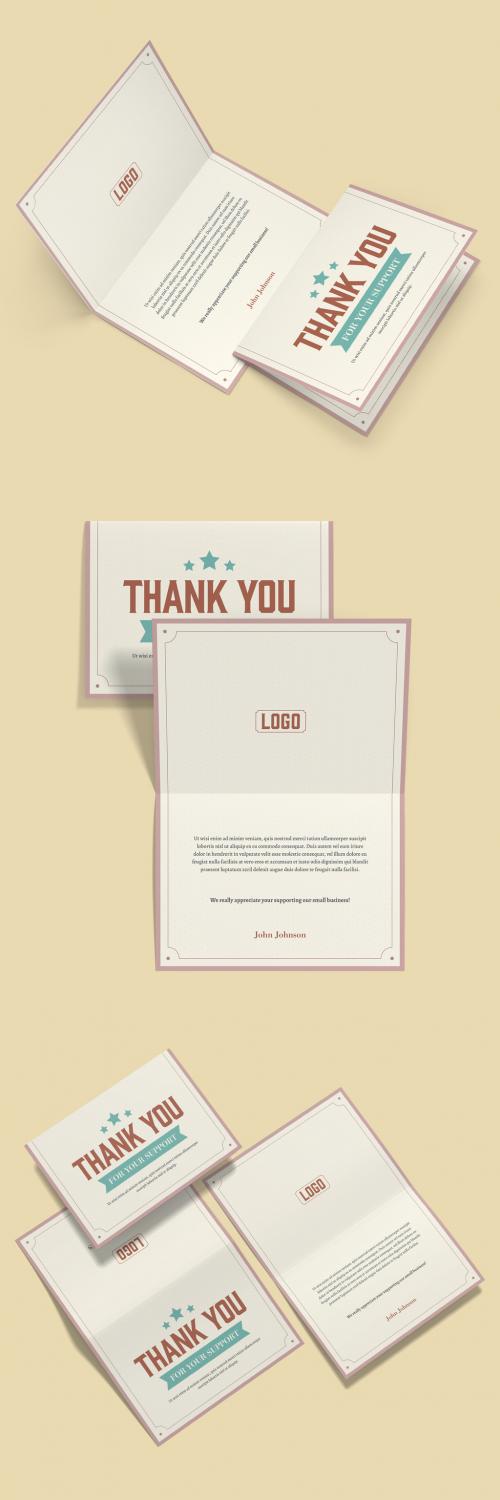 Thank You Card Layout with Green Accents - 476113522