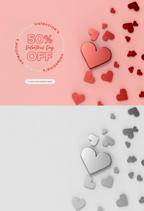 3D Valentine's Day Decoration with Copyspace Mockup - 476113926