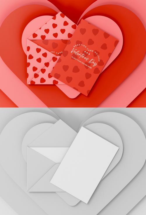 3D Valentine's Day Greeting Card with Envelope Mockup - 476113929