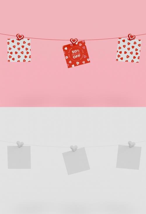 3D Valentine's Day Hanging Notes Mockup - 476113932